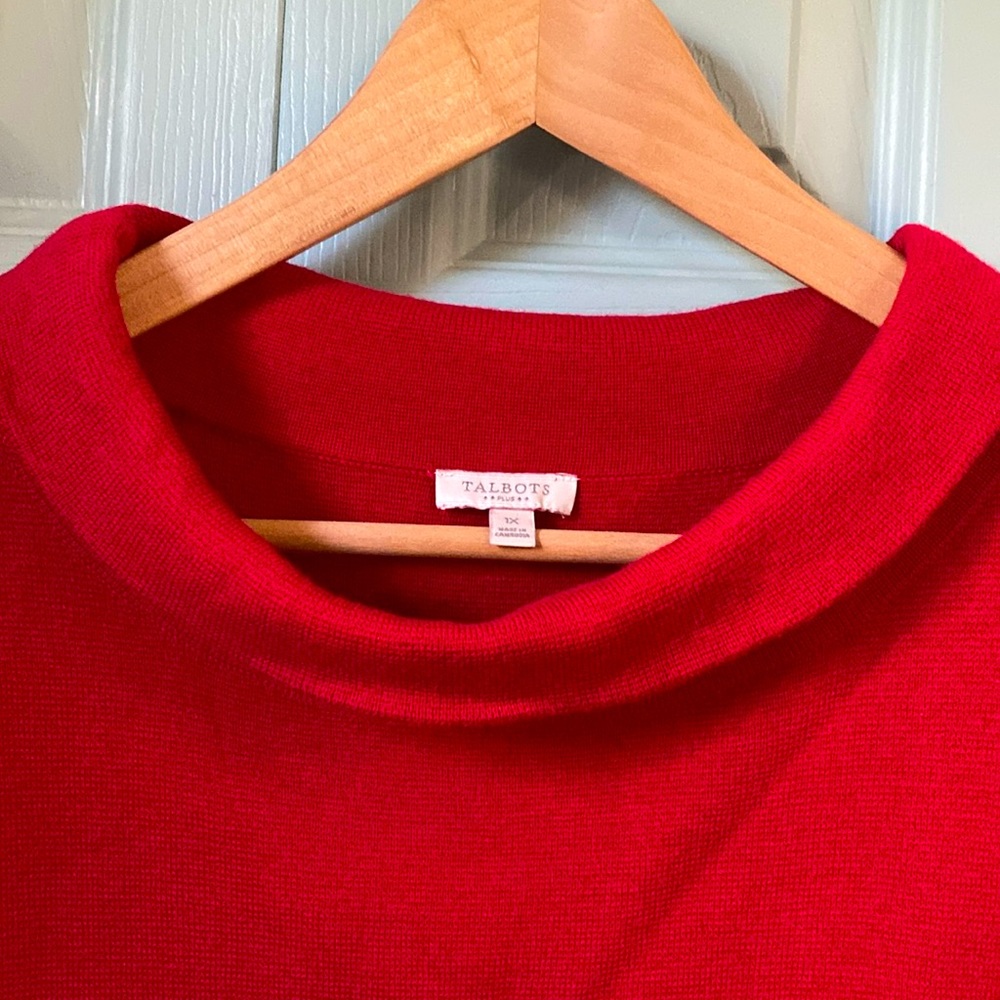 Talbots 3/4 Length Red Collar Sweater